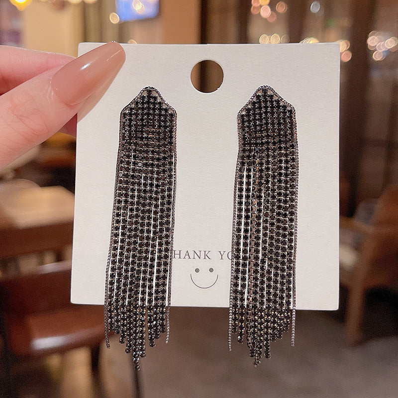 チェーンピアス K18 ピアス ロングアメリカンピアス アクセサリー631黒と金